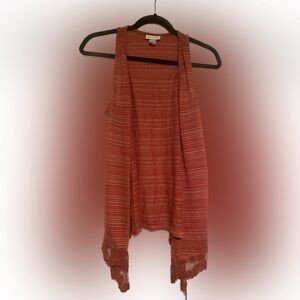 Red and white stripped loose short sleeve cardigan extra small